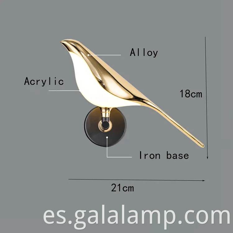 Lámpara de pared LED de pájaro de órgano nórdico para la decoración del dormitorio